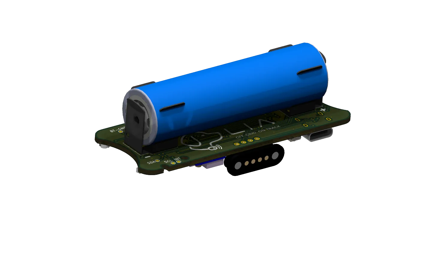 PCB isometric render, front