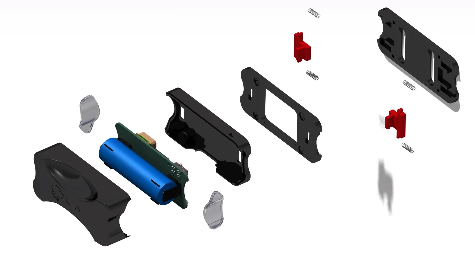 V1.0-Detachable enclosure exploded view showing internal parts