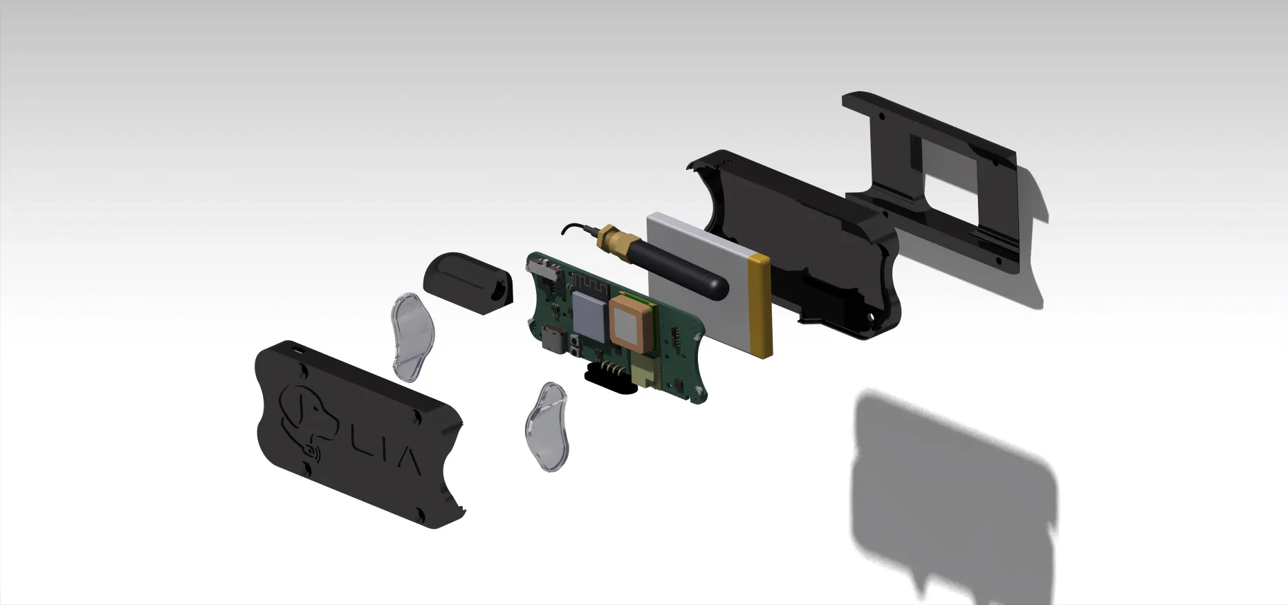 V1.1-Fixed enclosure exploded view showing internal parts