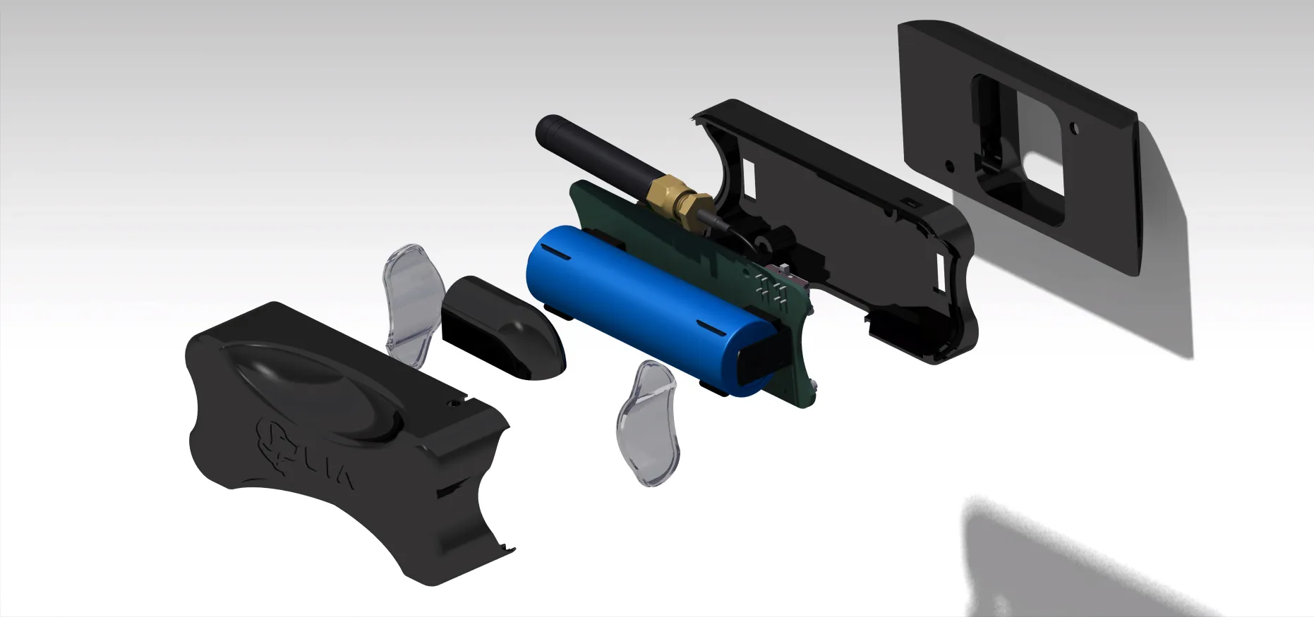 V1.0-Fixed enclosure exploded view showing internal parts